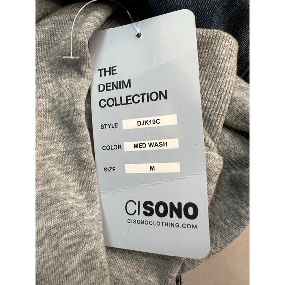 Cisono Denim Collection Jacket Medium Wash NWT Women’s M Removable Hood - Picture 9 of 9